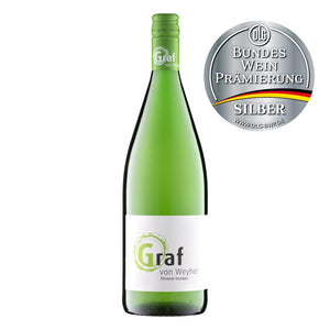 Flaschenfoto DLG Silber Silvaner trocken 1 Liter Weingut Graf von Weyher Pfalz 