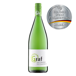 Flaschenfoto DLG Silber Mueller-Thurgau halbtrocken 1 Liter Weingut Graf von Weyher Pfalz